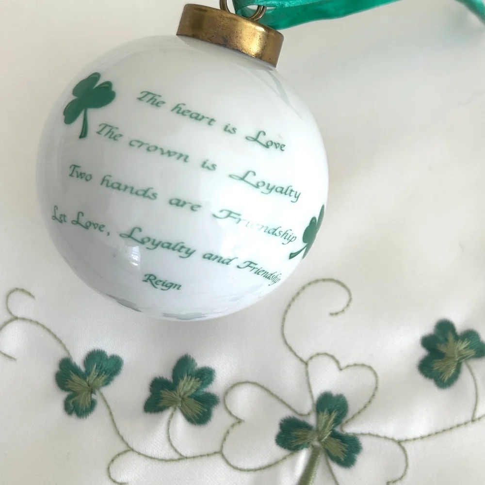 Vintage Irish Claddagh Ceramic Ornament w/ Original Box
